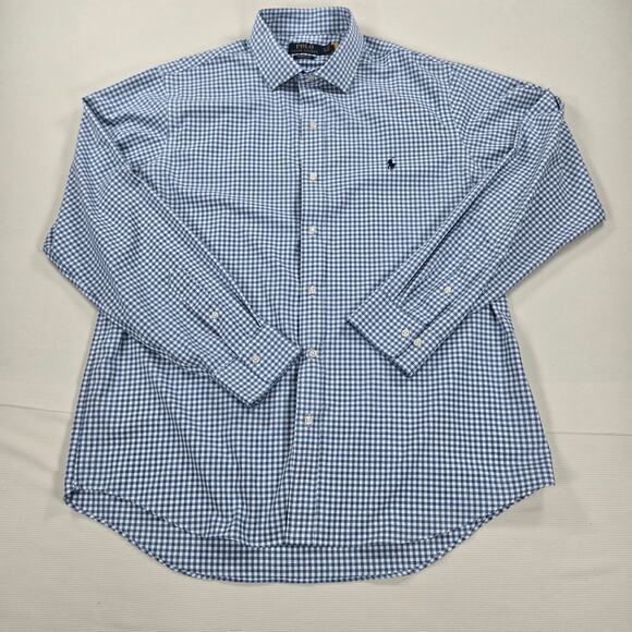 Polo Ralph‎ Lauren Performance Golf Blue Plaid Long Sleeve Button Shirt Size XL - Picture 2 of 8